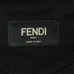 Fendi Black Cotton Applique Detailed Half Sleeve T-Shirt XXL