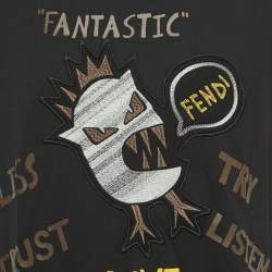 Fendi Black Cotton Applique Detailed Half Sleeve T-Shirt XXL