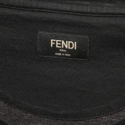 Pre Owned Fendi Black Logo Embroidered Cotton Half Sleeve T-Shirt XXL
