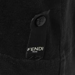 Pre Owned Fendi Black Logo Embroidered Cotton Half Sleeve T-Shirt XXL