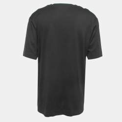 Pre Owned Fendi Black Logo Embroidered Cotton Half Sleeve T-Shirt XXL