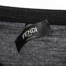 Fendi Black Logo Patterned Wool Pullover L