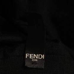 Fendi Black Logo Patterned Wool Pullover L