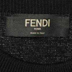 مملوكة مسبقًا Fendi Black Wool Knit Think Shearling Pocket Detail Jumper S