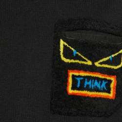 مملوكة مسبقًا Fendi Black Wool Knit Think Shearling Pocket Detail Jumper S