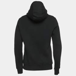 مملوكة مسبقًا Fendi Black Wool Knit Velcro Shearling-Logo Hoodie L