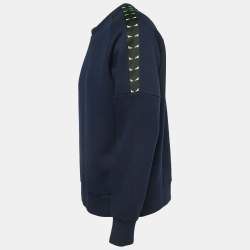 مملوكة مسبقًا Fendi Navy Blue Jersey Monster Eye Tape Detail Sweatshirt L