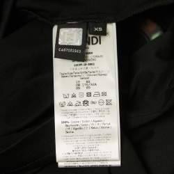 Fendi Black Logo Embroidered Cotton Half Sleeve T-Shirt XS
