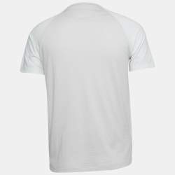 Fendi Grey/White Cotton Logo Patch Crew Neck T-Shirt S