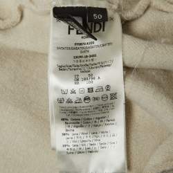 Pre Owned Fendi Off White Knit Logo Band Detail Hoodie L