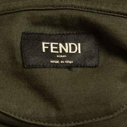 مملوكة مسبقًا Fendi Green Embellished Eye Cotton Crew Neck T-Shirt M