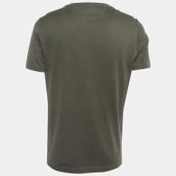 مملوكة مسبقًا Fendi Green Embellished Eye Cotton Crew Neck T-Shirt M
