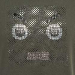 مملوكة مسبقًا Fendi Green Embellished Eye Cotton Crew Neck T-Shirt M