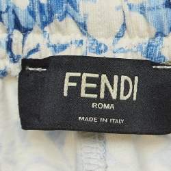 Fendi Blue Floral Print Cotton Drawstring Shorts L