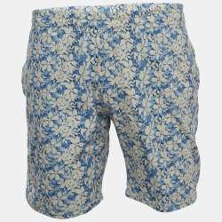 Fendi Blue Floral Print Cotton Drawstring Shorts L