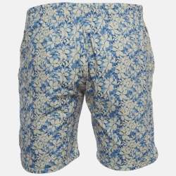 Fendi Blue Floral Print Cotton Drawstring Shorts L