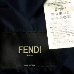 Fendi Grey FF Paneled Wool Mid Length Coat L