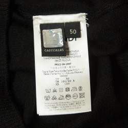 Pre Owned Fendi Black Wool Logo Collar Detail Jumper L
