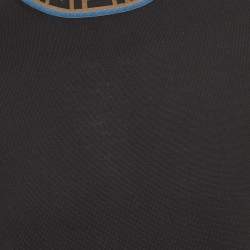 Pre Owned Fendi Black Wool Logo Collar Detail Jumper L