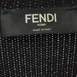 Pre Owned Fendi Black Logo Intarsia Wool Sweater M