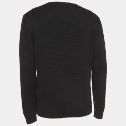 Pre Owned Fendi Black Logo Intarsia Wool Sweater M