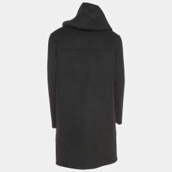 Pre Owned Fendi Black/Brown All-Over Logo Fleece Wool Reversible Coat M