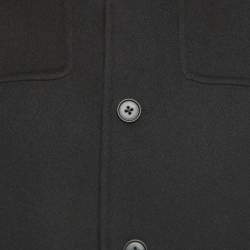 Pre Owned Fendi Black/Brown All-Over Logo Fleece Wool Reversible Coat M