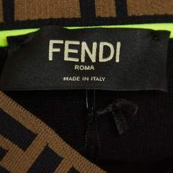 Pre Owned Fendi Black Wool Logo Neck Detail Jumper M