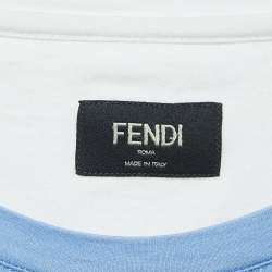 Fendi Multicolor Diagonal Striped Logo Print Cotton T-Shirt M