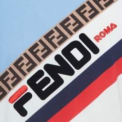 Fendi Multicolor Diagonal Striped Logo Print Cotton T-Shirt M
