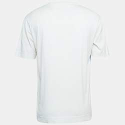 Fendi Multicolor Diagonal Striped Logo Print Cotton T-Shirt M