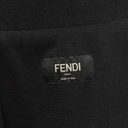 Fendi Black Knit Side Logo Tape Zip Front Jacket XS