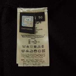 Pre Owned Fendi Black Logo Motif Fleece Wool Turtle Neck Pullover L