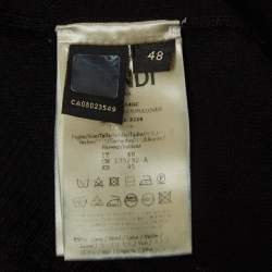 Pre Owned Fendi Black Logo Motif Wool Turtle Neck Pullover M