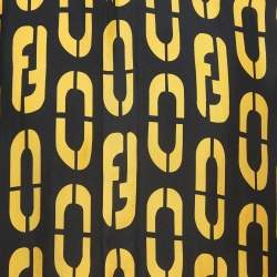 Fendi Black/Yellow Logo Print Silk Full Sleeve Shirt L