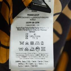 Fendi Black/Yellow Logo Print Silk Full Sleeve Shirt L