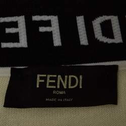 Pre Owned Fendi Ivory White Wool High Neck Jumper L