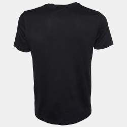 مملوكة مسبقًا Fendi Black Bag Bugs Appliqued Cotton Crew Neck T-Shirt L