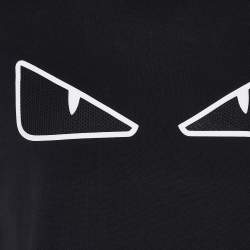 مملوكة مسبقًا Fendi Black Bag Bugs Appliqued Cotton Crew Neck T-Shirt L