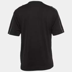 Pre Owned Fendi Black Logo Embossed Cotton Crew Neck T-Shirt M
