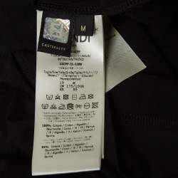Pre Owned Fendi Black Logo Embossed Cotton Crew Neck T-Shirt M