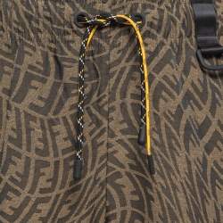 مملوكة مسبقًا Fendi Brown Logo Jacquard Convertible Cargo Trousers S