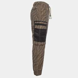 مملوكة مسبقًا Fendi Brown Logo Jacquard Convertible Cargo Trousers S