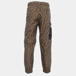 مملوكة مسبقًا Fendi Brown Logo Jacquard Convertible Cargo Trousers S