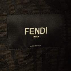Fendi Brown Logo Jacquard Convertible Jacket L