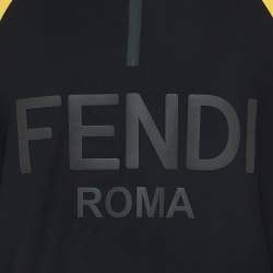 Pre Owned Fendi Black Logo Applique Jersey Sweatshirt XL