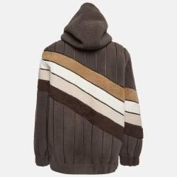 Fendi Multicolor Wool and Leather Detachable Hood Bomber Jacket M