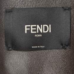 Fendi Cream Monogram Print Wool Shearling Jacket M