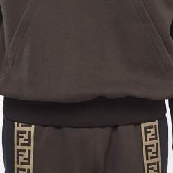 مملوكة مسبقًا Fendi Military Green Cotton Band Logo Trim Hoodie & Jogger Set XL