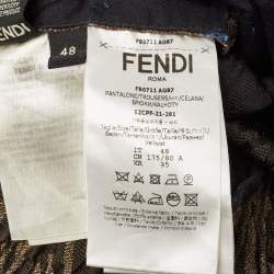 مملوكة مسبقًا Fendi Brown Zucca Jacquard Joggers M
